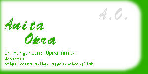 anita opra business card